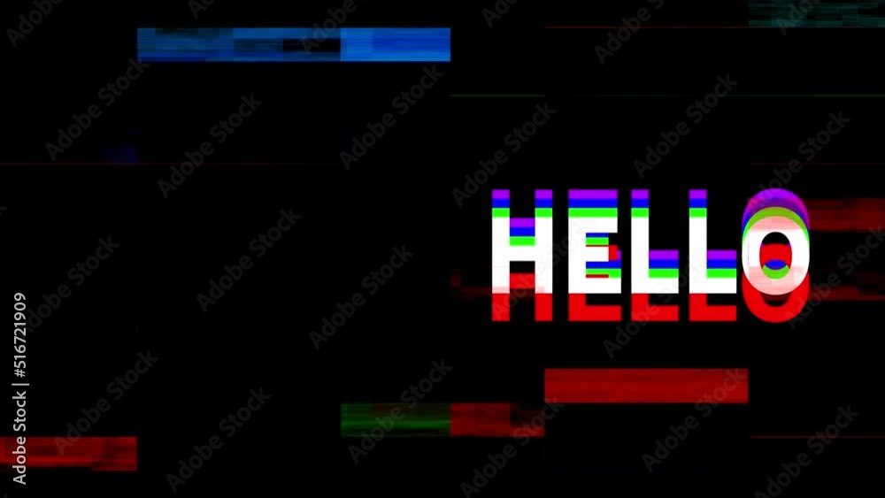 Animation of hello text over moving shapes on dark background Animation of hello text over moving shapes on dark background