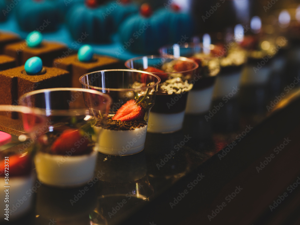 colorful cakes at a hotel buffet colorful cakes at a hotel buffet