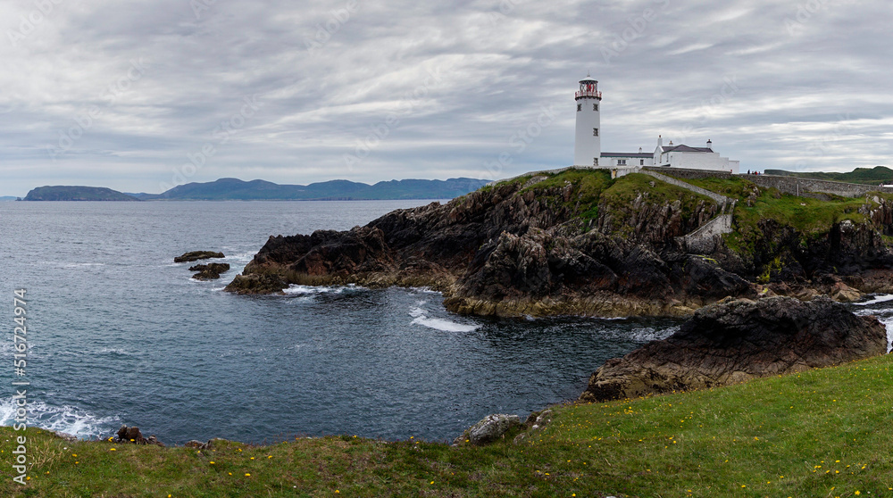 panorama landscape view of Fanad Head Lighthouse and Peninsula on the northern coast of Ireland