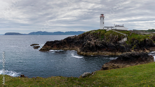panorama landscape view of Fanad Head Lighthouse and Peninsula on the northern coast of Ireland