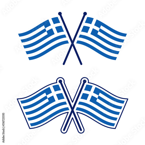交差したギリシャ国旗のアイコンセット
