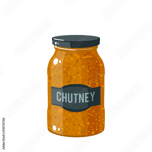 Chutney jar. Vector illustration cartoon icon isolated on white background.