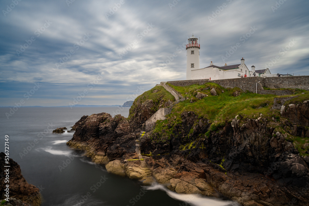 long exposure view of Fanad Head Lighthouse and Peninsula on the northern coast of Ireland
