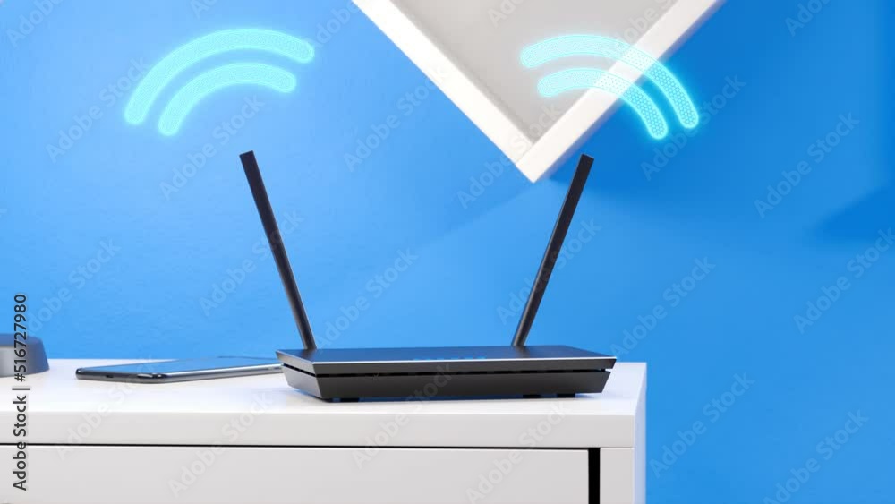 Wireless router in the living room. Network connection for smart home devices.