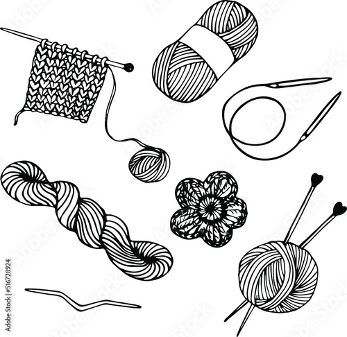 Line Drawing Knitting Crochet
