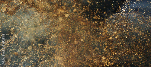 Wallpaper Mural Gold sparkle glitter explosion dust particles background with bokeh, gold holiday happy new year and valentine day concept Torontodigital.ca
