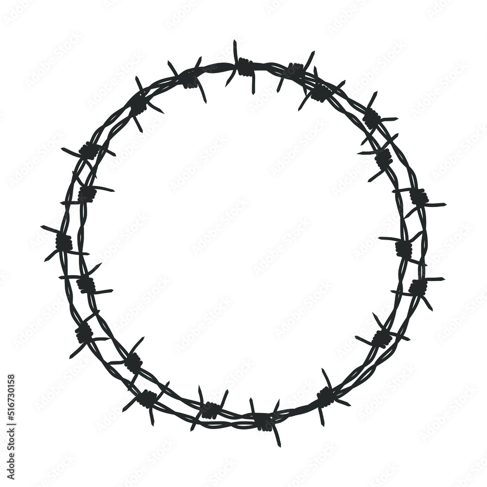 Barbed wire circle graphic sign. Framing from barbed wire. Symbol of ...