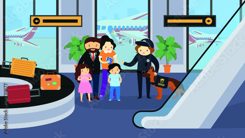 policeman and people at the airport