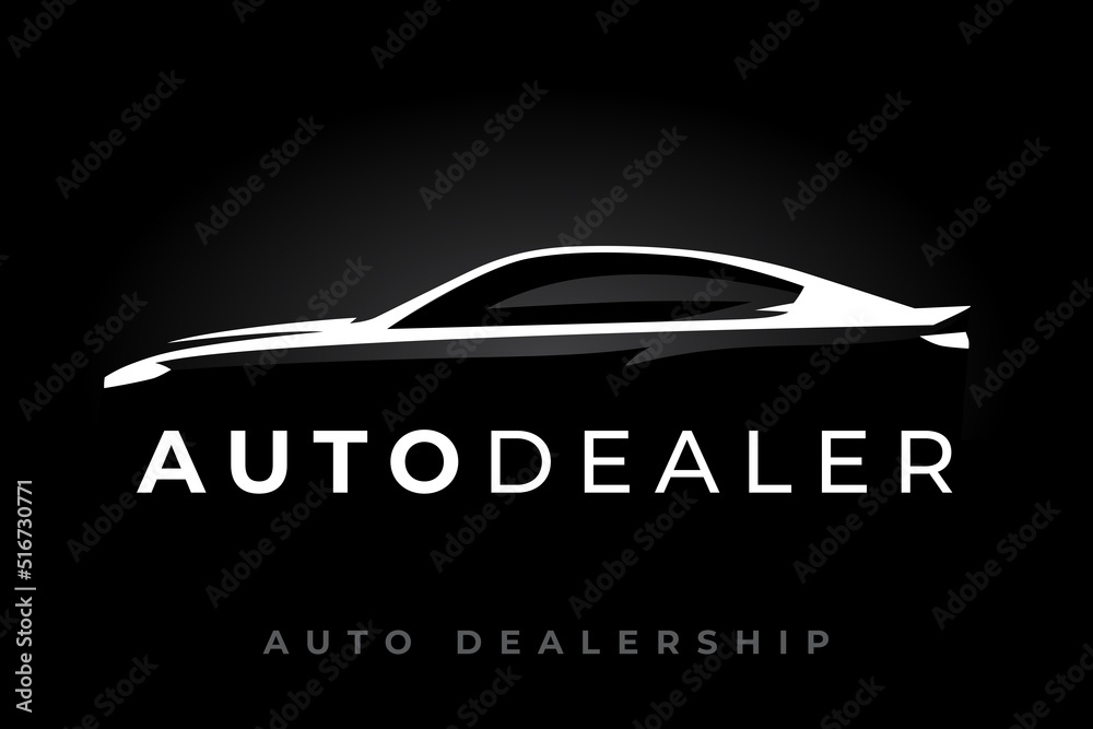 Sports vehicle silhouette logo. Motor car dealer emblem. Auto garage icon. Automotive dealership symbol. Vector illustration. Sports vehicle silhouette logo. Motor car dealer emblem. Auto garage icon. Automotive dealership symbol. Vector illustration.