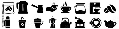 Coffee icon vector set. breakfast illustration sign collection. moka symbol. photo