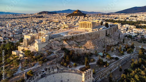 Aerial view of the Acropolis in Athens