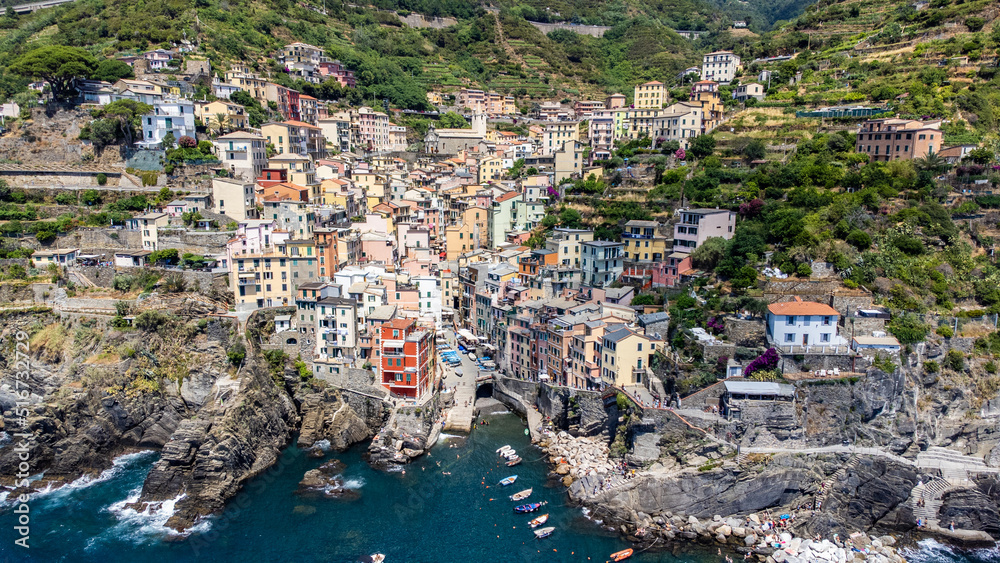 Aerial view of Riomaggiore city at Cinque Terre - Italy