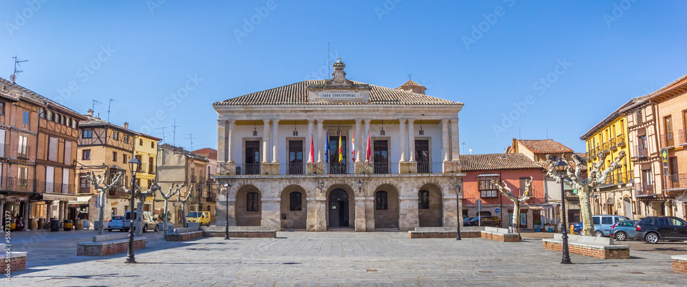 Panorama of the town hall on the main square of Toro, Spain