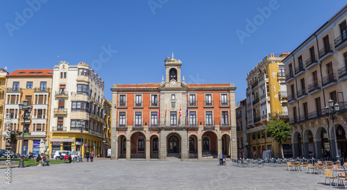 Panorama of the plaza mayor with the town hall in Zamora, Spain