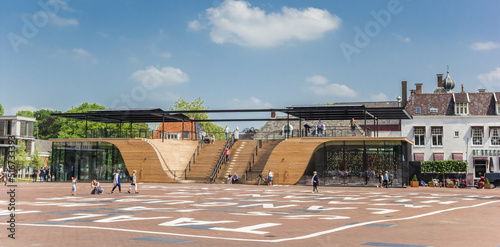 Stage with steps at the central square of Leeuwarden, Netherlands photo