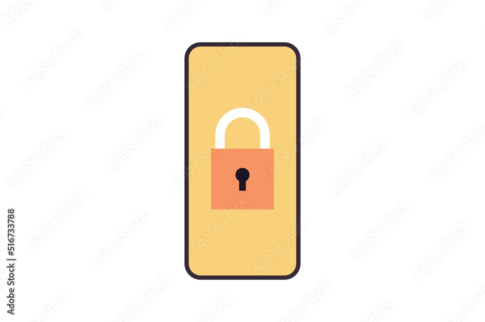 Locked smartphone screen and padlock mobile account concept flat vector illustration. Locked smartphone screen and padlock mobile account concept flat vector illustration.