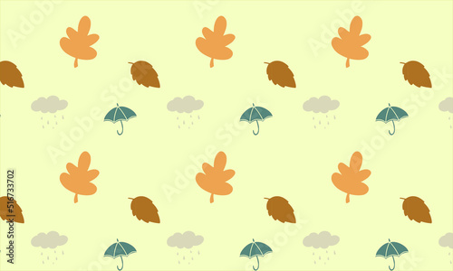 Hello autumn banner with colorful leaves, berries and lettering inscription. Fall background. Vector illustration.
