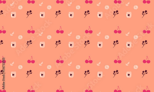 Hello autumn banner with colorful leaves, berries and lettering inscription. Fall background. Vector illustration.