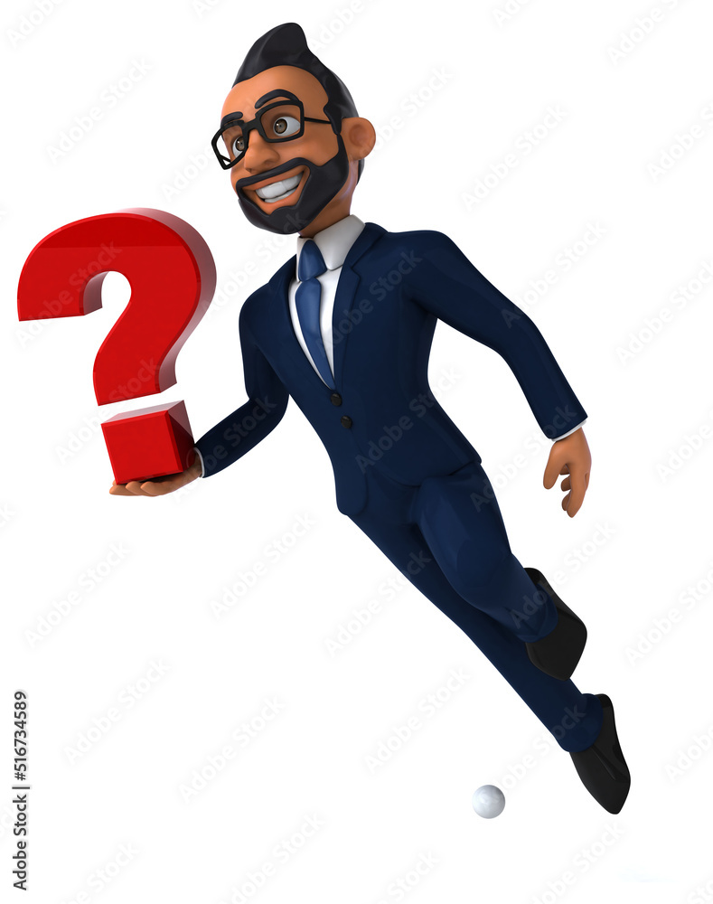 Fun 3D cartoon illustration of an indian businessman Fun 3D cartoon illustration of an indian businessman