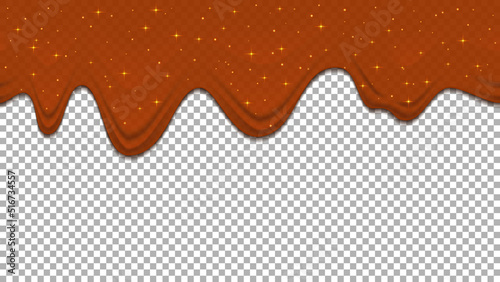 Dripping chocolate on transparent background