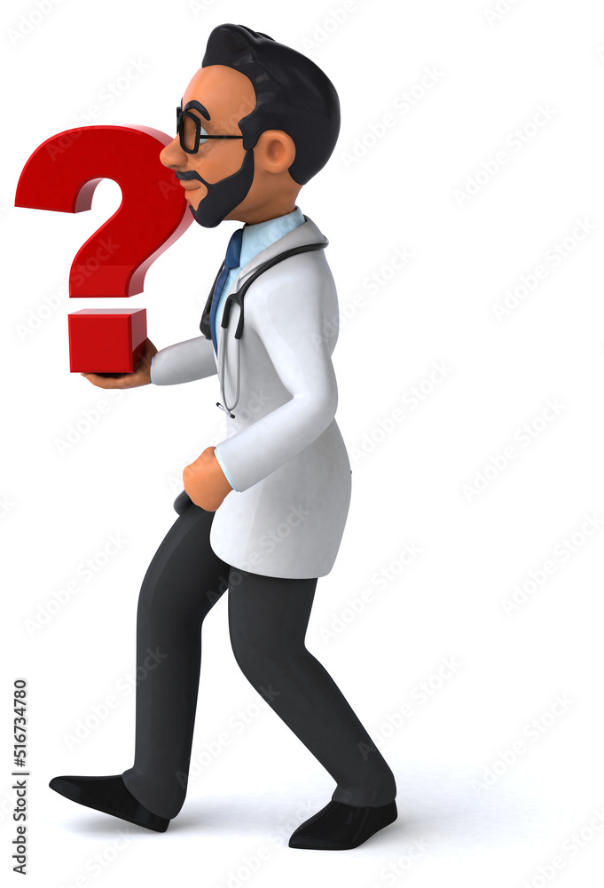 Fun 3D cartoon indian doctor