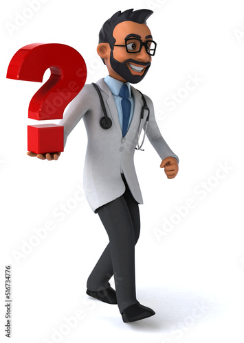 Fun 3D cartoon indian doctor