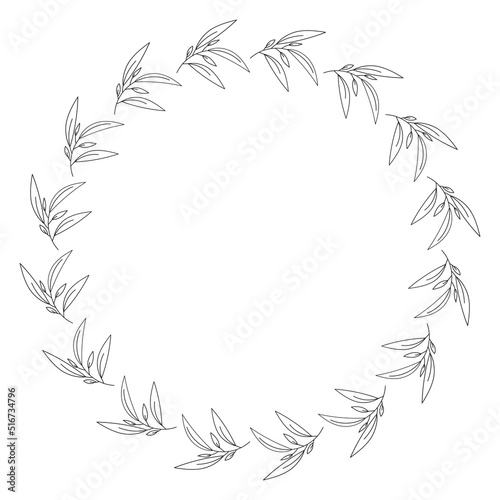 Doodle floral  line and leaf circle frames. illustration vector