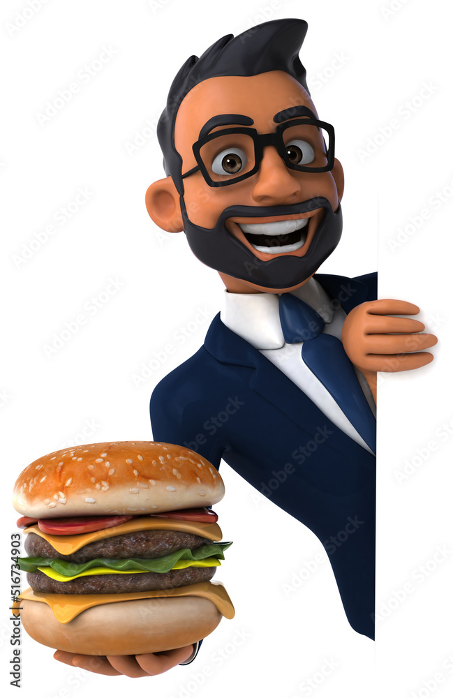 Fun 3D cartoon illustration of an indian businessman Fun 3D cartoon illustration of an indian businessman
