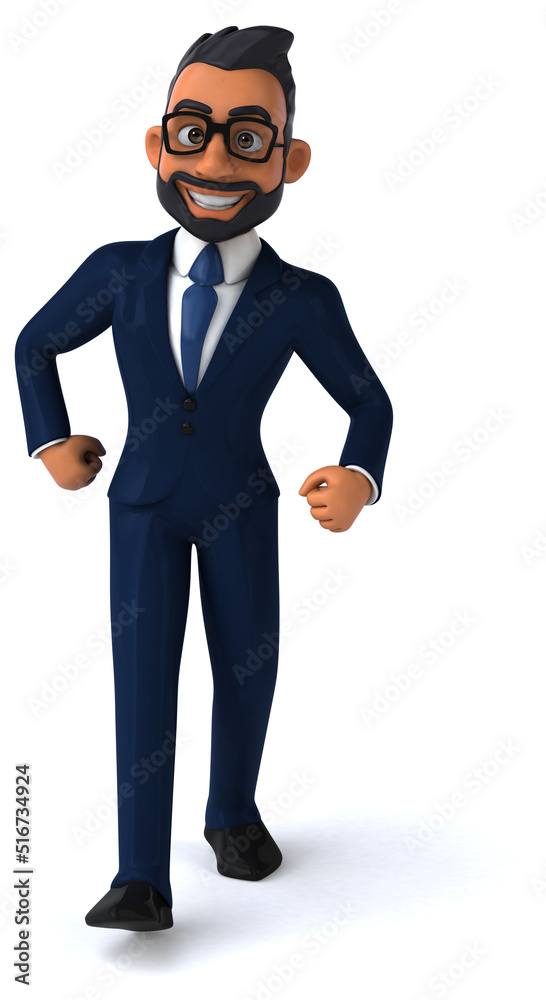 Fun 3D cartoon illustration of an indian businessman