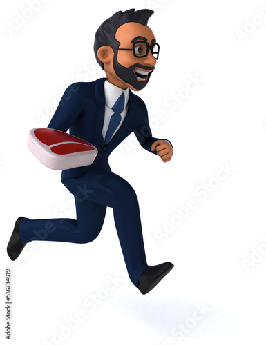 Fun 3D cartoon illustration of an indian businessman