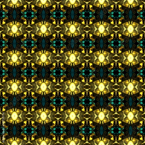 Elegant Fractal Pattern, Background,  HD, Unique - gold and green  (ID: 516735776)