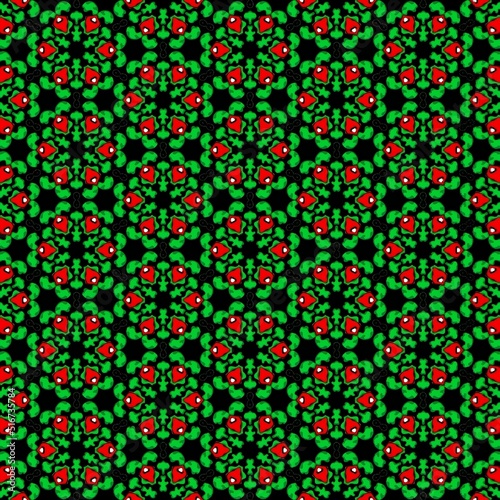 Elegant Fractal Pattern, Background,  HD, Unique - Red and green - geometric vintage (ID: 516735784)