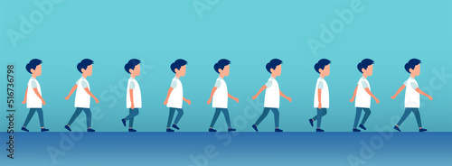 Vector of a boy walk cycle sequence