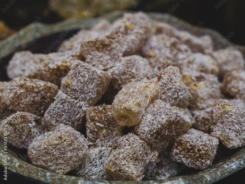 delicious Turkish delights in a market in Turkey delicious Turkish delights in a market in Turkey