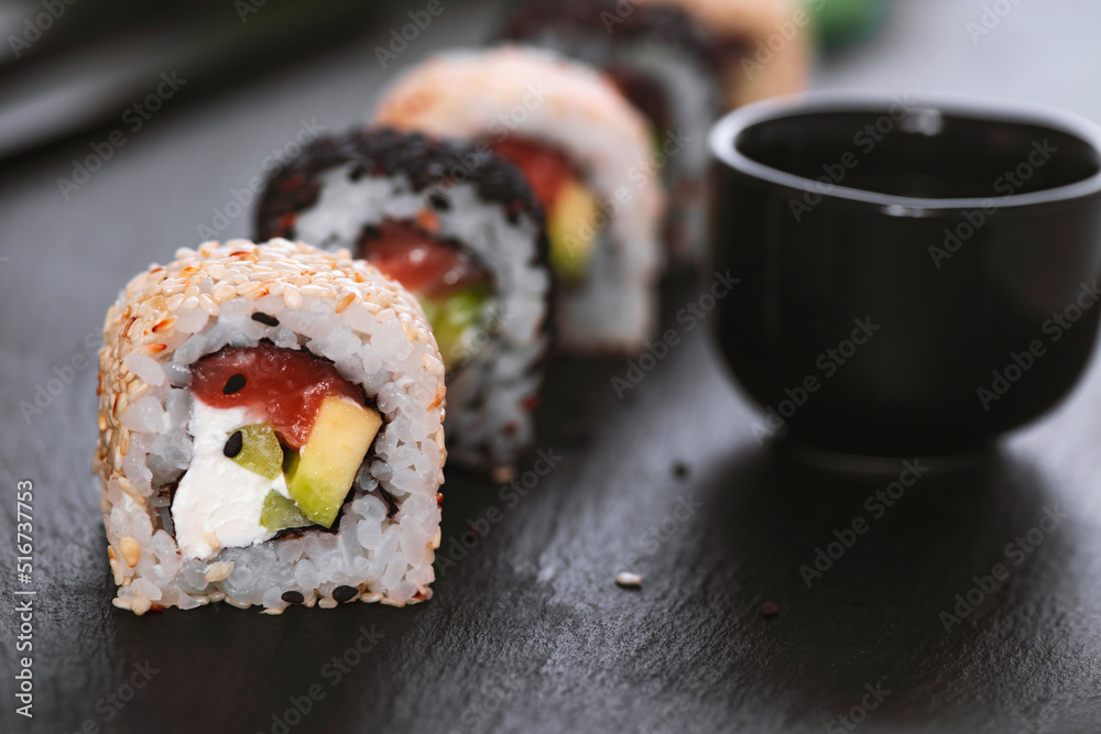 Sushi roll with rice. Sushi menu. Japanese food. Sushi roll with rice. Sushi menu. Japanese food.