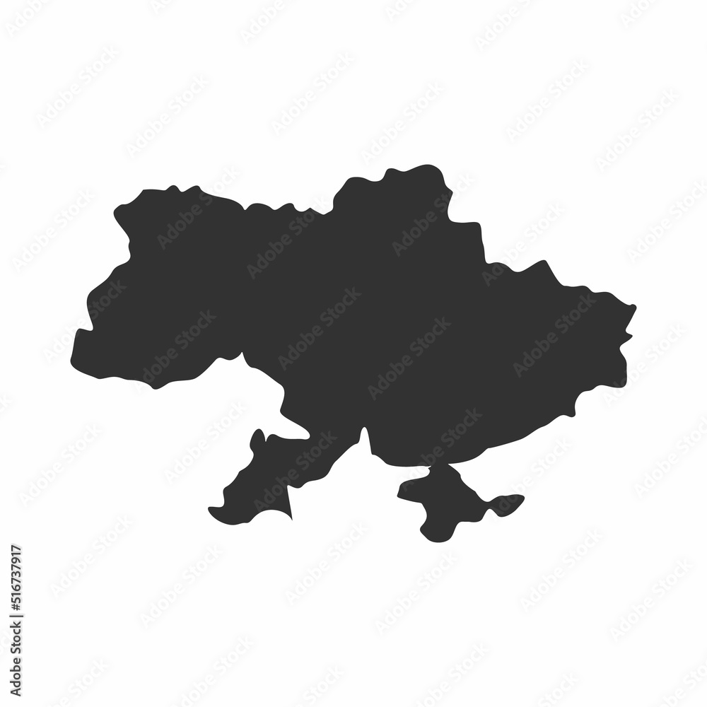 Silhouette map of Ukraine on white background. Highly detailed vector map - Ukraine. Mercator projection. Vector illustration