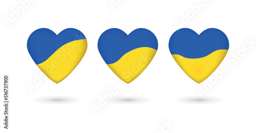 National flag of Ukraine in shape of heart on white background. Ukrainian symbol in patriotic colors. Vector illustration