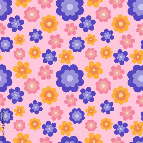 Illustration of flowers seamless patttern background.