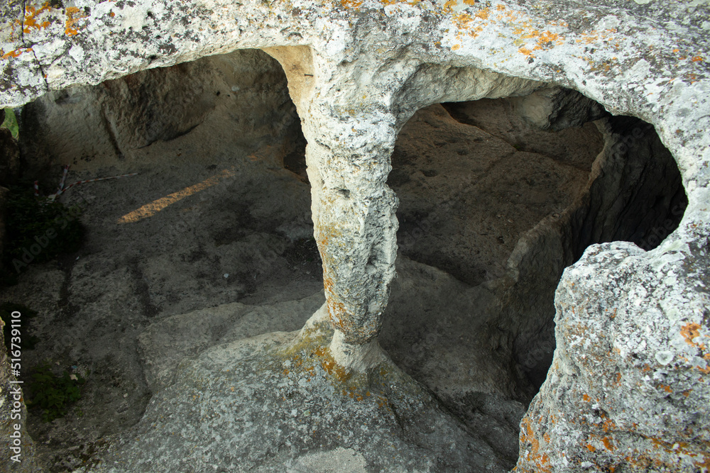 Caves in mountains. Natural landscape. Ancient city.