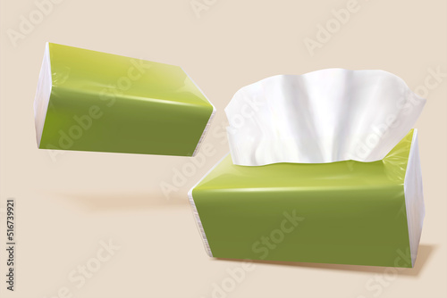 Tissue paper package mockup set