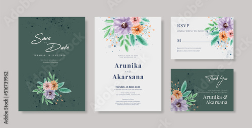 Beautiful teal wedding invitation set