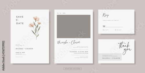 Set of simple and elegant wedding card template