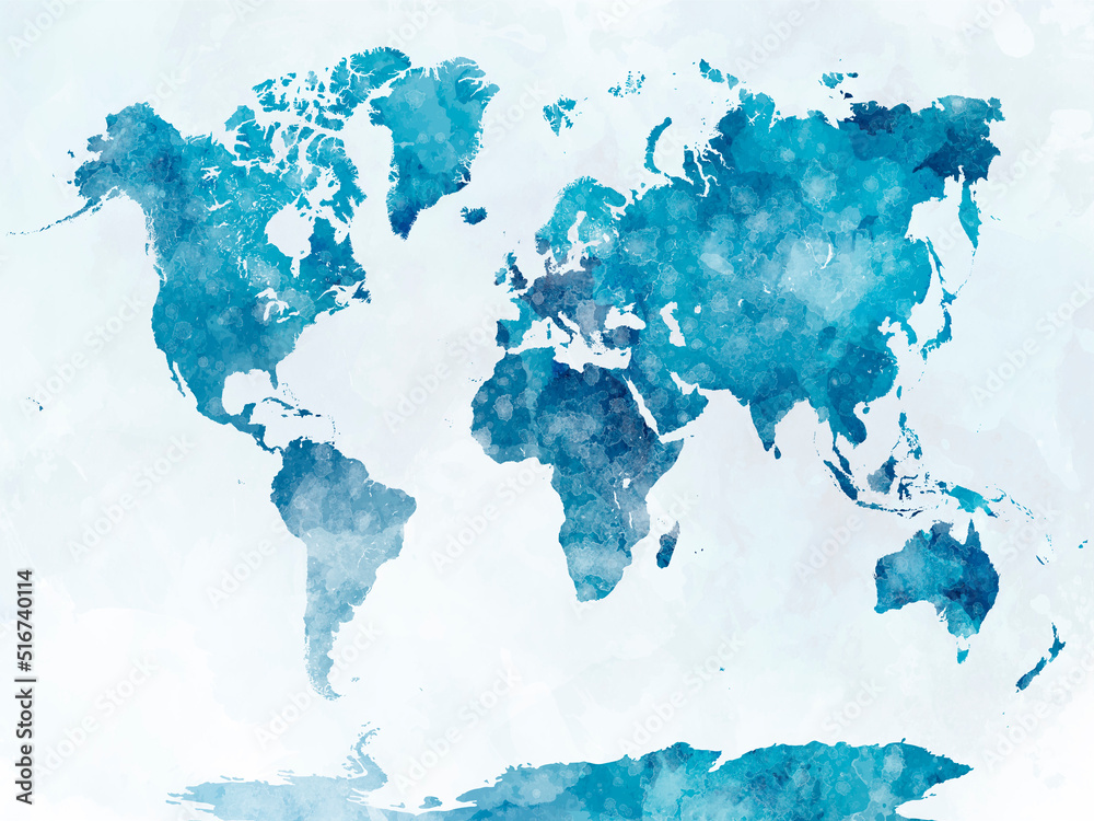 Fototapeta premium Watercolor world map