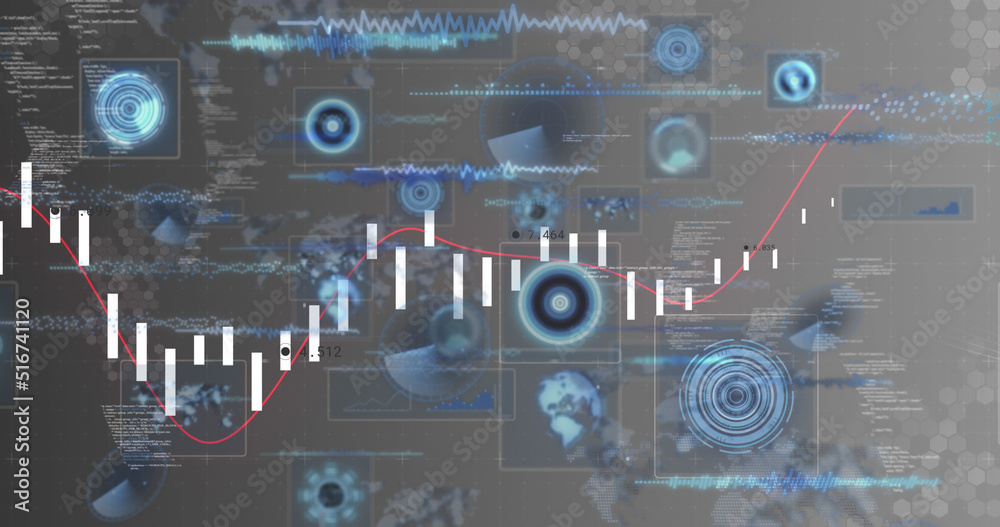 Image of data processing and moving screens Image of data processing and moving screens
