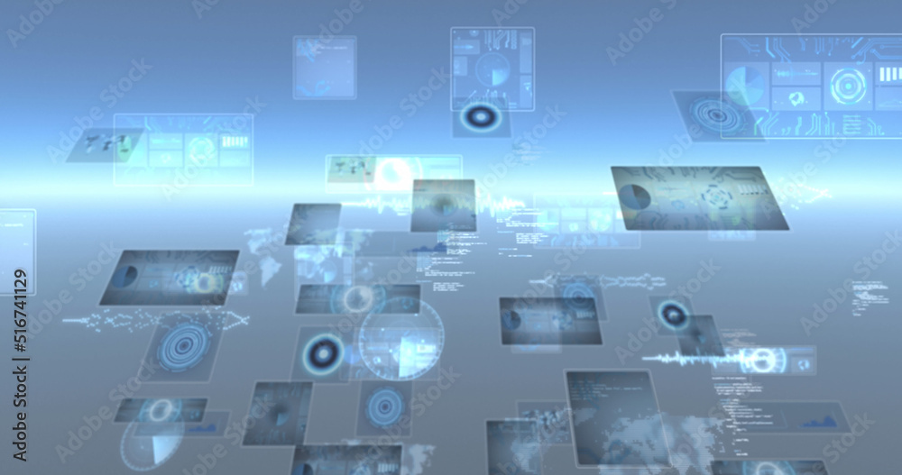 Image of data processing on moving screens Image of data processing on moving screens