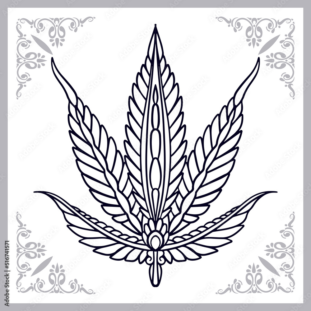 PrintCannabis leaf zentangle arts isolated on white background. PrintCannabis leaf zentangle arts isolated on white background.