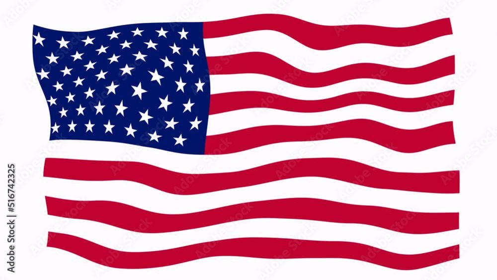 America flag wave animated white background America flag wave animated white background