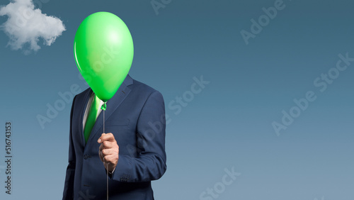 Schilderij op canvas Anonymous businessman with a balloon in front of his head