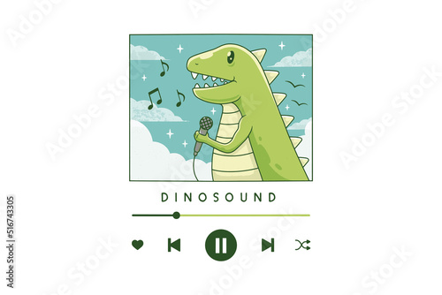Dinosaur Music Lover Kawaii Art