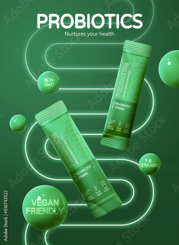 3d neon gut supplement ad template